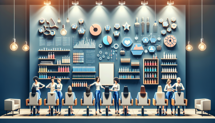 A stylish salon where professionals are applying keratin treatment, surrounded by premium products and positive client feedback.