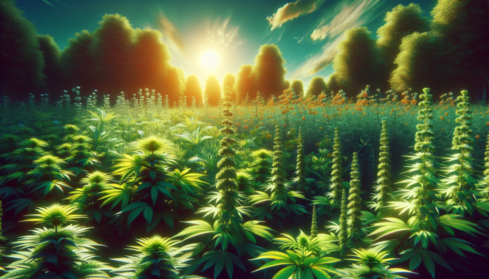 Lush rows of catnip plants at various growth stages, ready for harvesting in a vibrant garden.