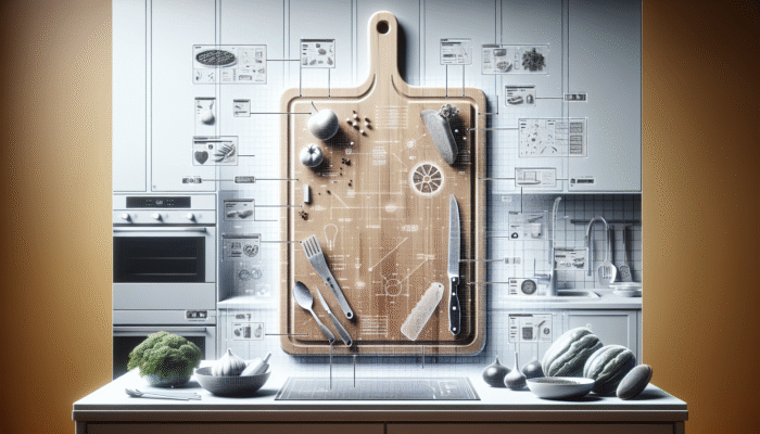 A durable, eco-friendly cutting board displayed in a modern kitchen, emphasizing sustainability and minimal waste.