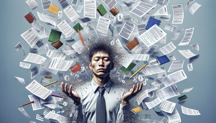 Debt Consolidation Loans for Small Debts: UK Guide | DCL Person consolidating scattered bills into a single folder, symbolizing financial clarity and relief.