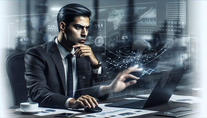 Challenges of Sticking to Consolidation Plans: UK Focus | DCL UK business executive analyzing financial data for debt management and consolidation strategies in a modern office.