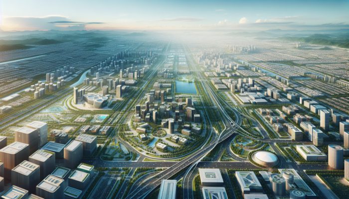 Aerial view of Boksburg, South Africa, showcasing modern infrastructure, parks, shopping centers, and schools, reflecting high property values.
