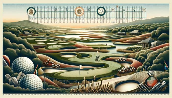 A detailed golf scorecard from Royal Johannesburg & Kensington Golf Club, showcasing par values, hole lengths, and unique hole characteristics.