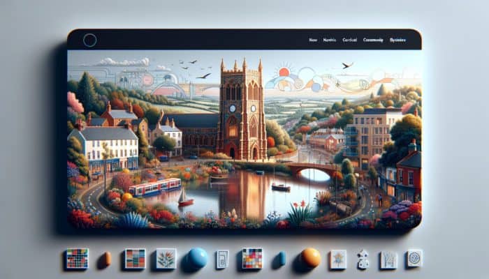 Modern website redesign featuring Bridgwater landmarks, enhancing local business identity and community ties.